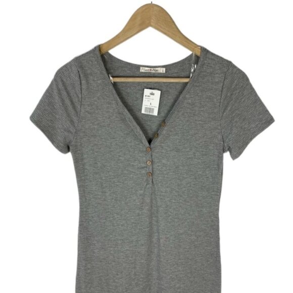 Ribbed Short Sleeve Midi Dress - Picture 2 of 9